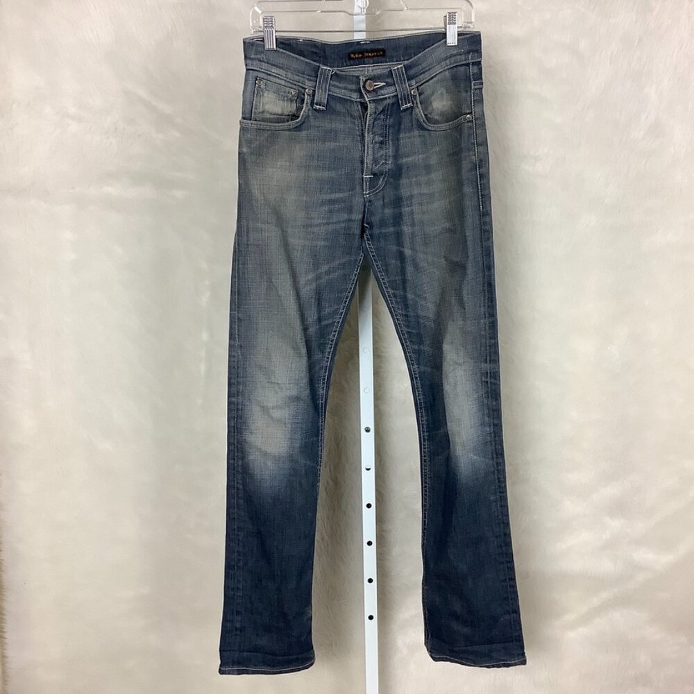 Nudie Jeans Average Joe Button Fly Old Scraped Indigo Jeans 31 x 34